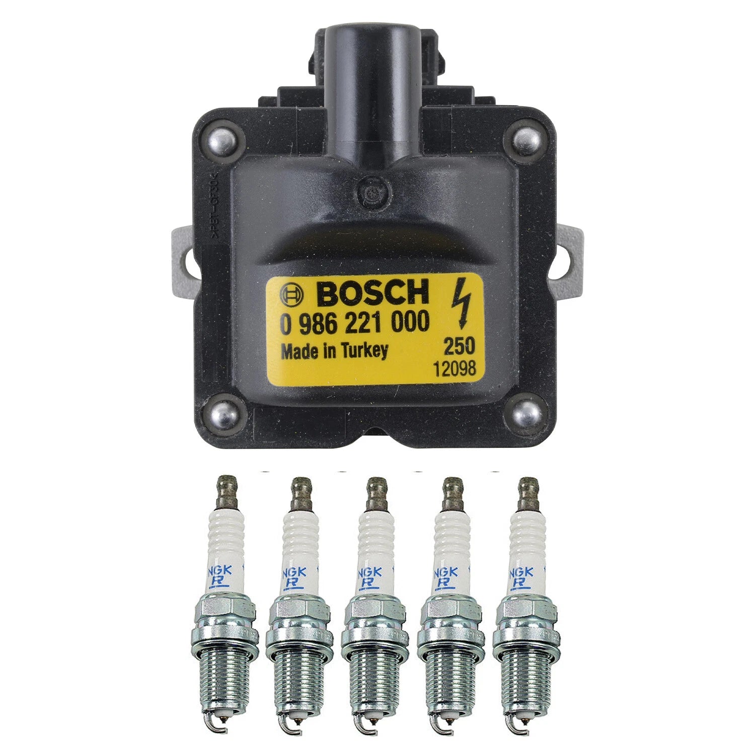 Set of 5 Bosch Ignition Coils & NGK Laser Platinum Spark Plugs for EuroVan (1980–2000)