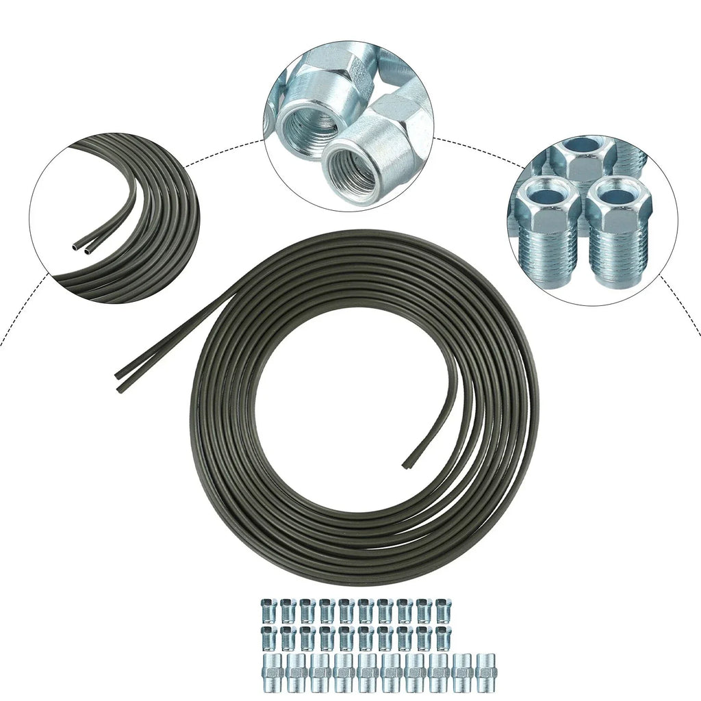 2x 5m 316 Brake Pipe Kit with 20 Nuts 10 Connectors