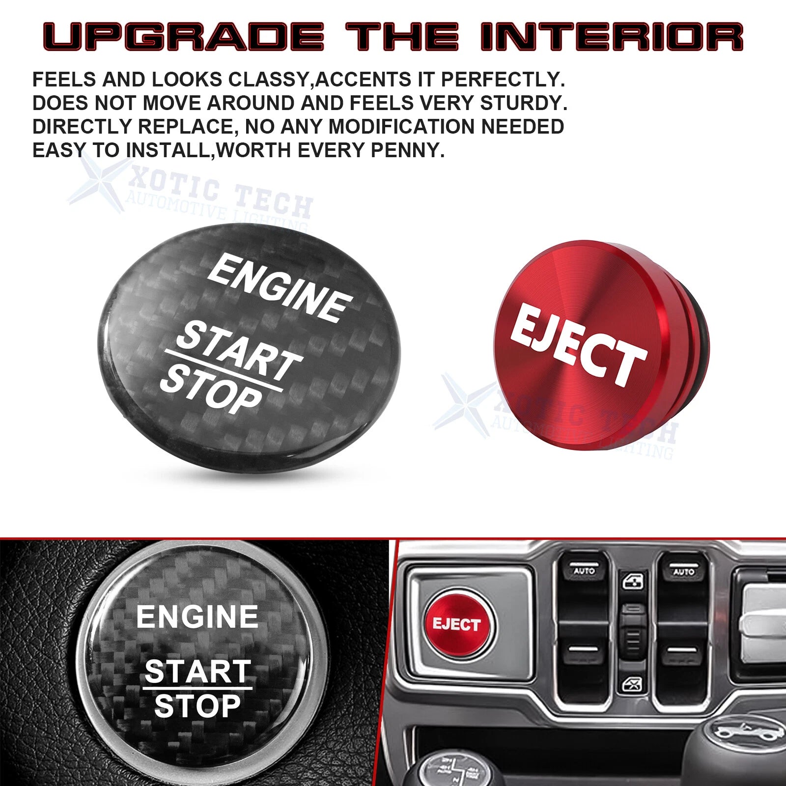 Engine Start + Cigarette Lighter Eject Button Trim for Mercedes (2015-2017)