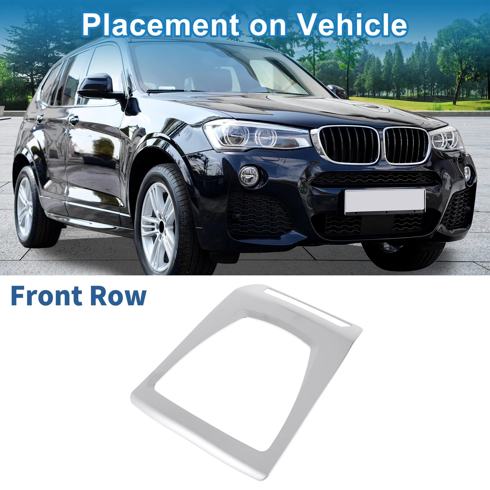Front Row Headlight Trim Bezel for BMW X3 (2014–2017) Silver Tone