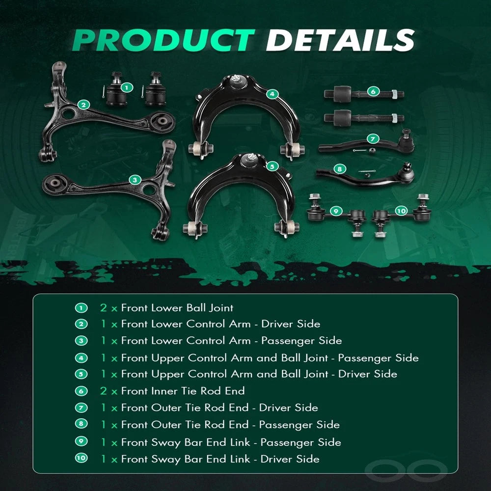 12-Piece Front Suspension Kit for Honda Accord 2003-2007 2.4L Coupe Sedan