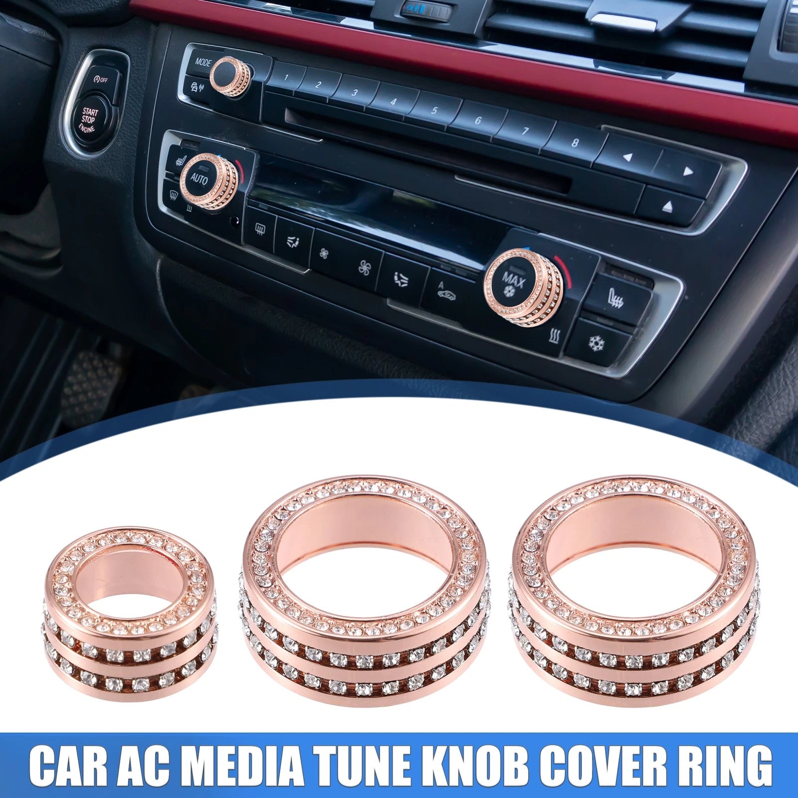 Set of 3 AC Media Tune Knob Cover Rings for BMW 3 Series F30 (2012–2019)