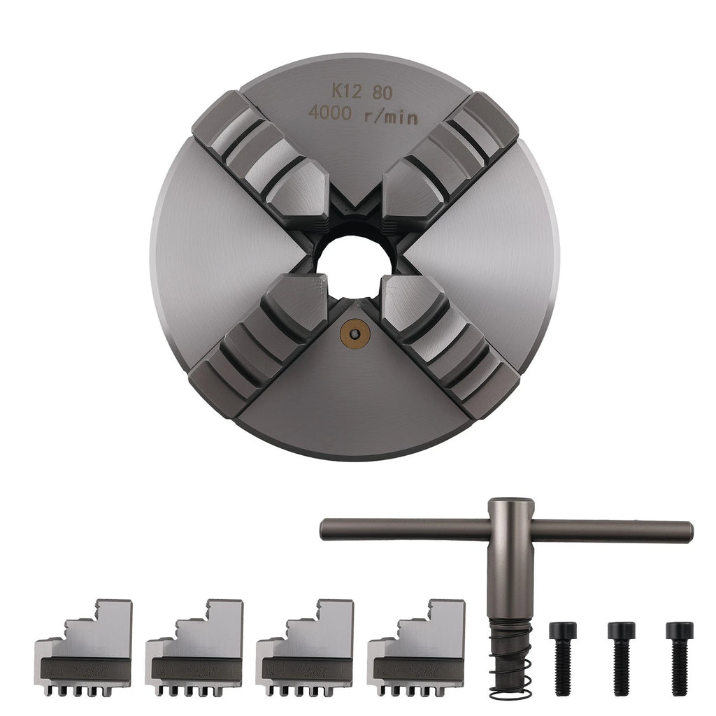 4 Jaw Self Centering Chuck 80mm K12-80 for Small Economical Lathes (K1280)