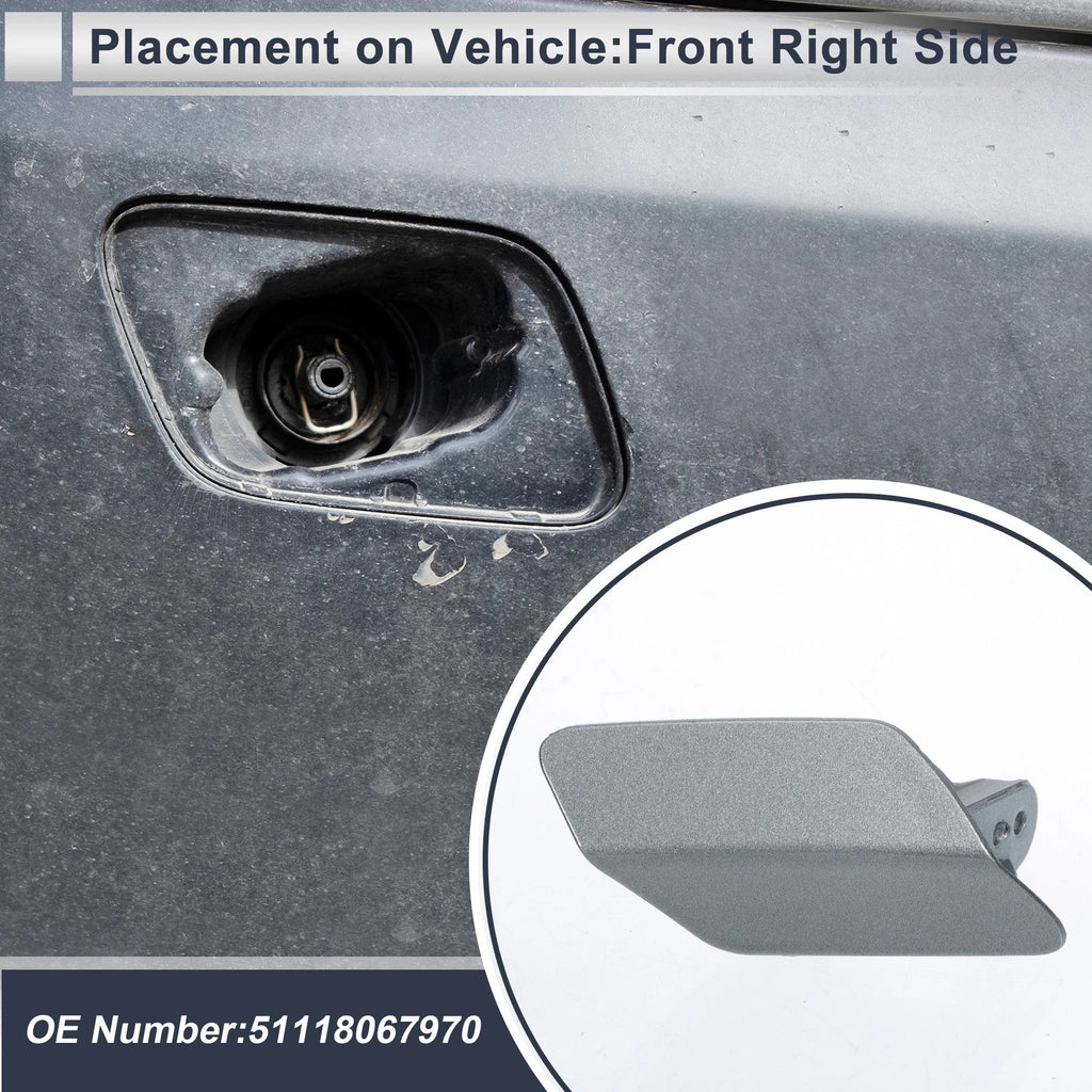 Bumper Headlight Washer Nozzle Cover Cap for BMW 320i (2012–2013) Grey