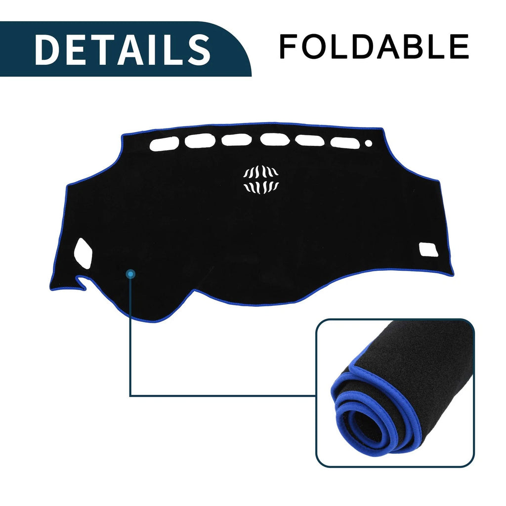 Dashboard Cover Mat for Toyota Vellfire (2008–2015) Black Blue Set of 1