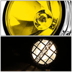 6" Round Bull Bar Fog Light Lamps for Universal Vehicles (Chrome, Yellow Lens)
