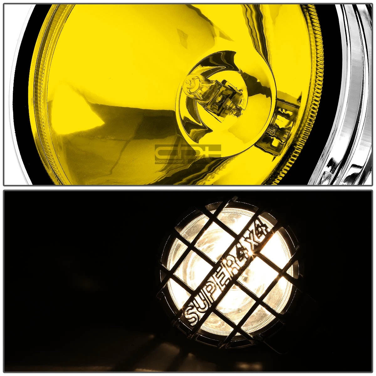 6" Round Bull Bar Fog Light Lamps for Universal Vehicles (Chrome, Yellow Lens)