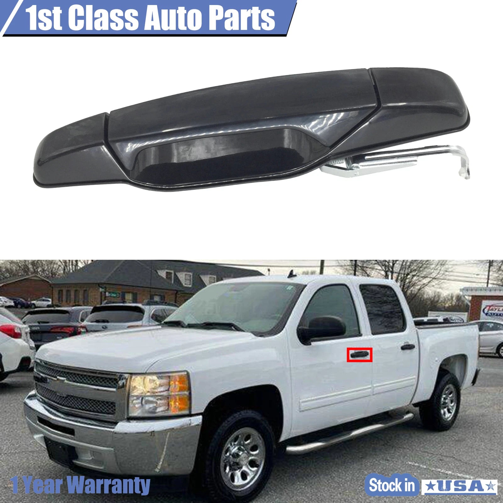Right Passenger Side Black Outside Door Handle for Chevrolet GMC Cadillac 