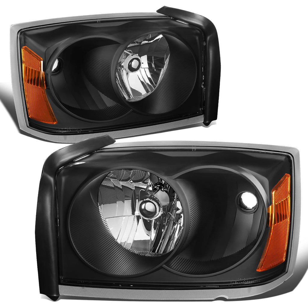 Factory Style Black Housing Amber Corner Headlights for Dodge Dakota (2005–2007)