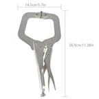 Set of 6 Adjustable C-Clamp Locking Pliers with Swivel Pads