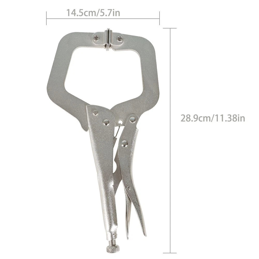 Set of 6 Adjustable C-Clamp Locking Pliers with Swivel Pads