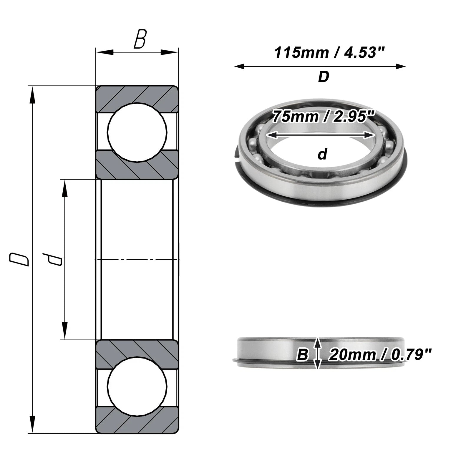 Deep Groove Ball Bearing 6015NR for Scooter Skateboard Wheel (P5)