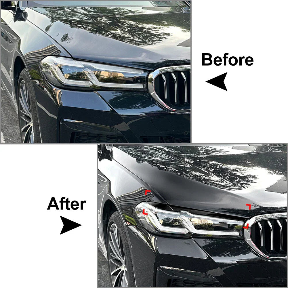 Glossy Black Headlight Eyebrow Covers for BMW 5 Series G30 G31 M5 F90 (21-23)