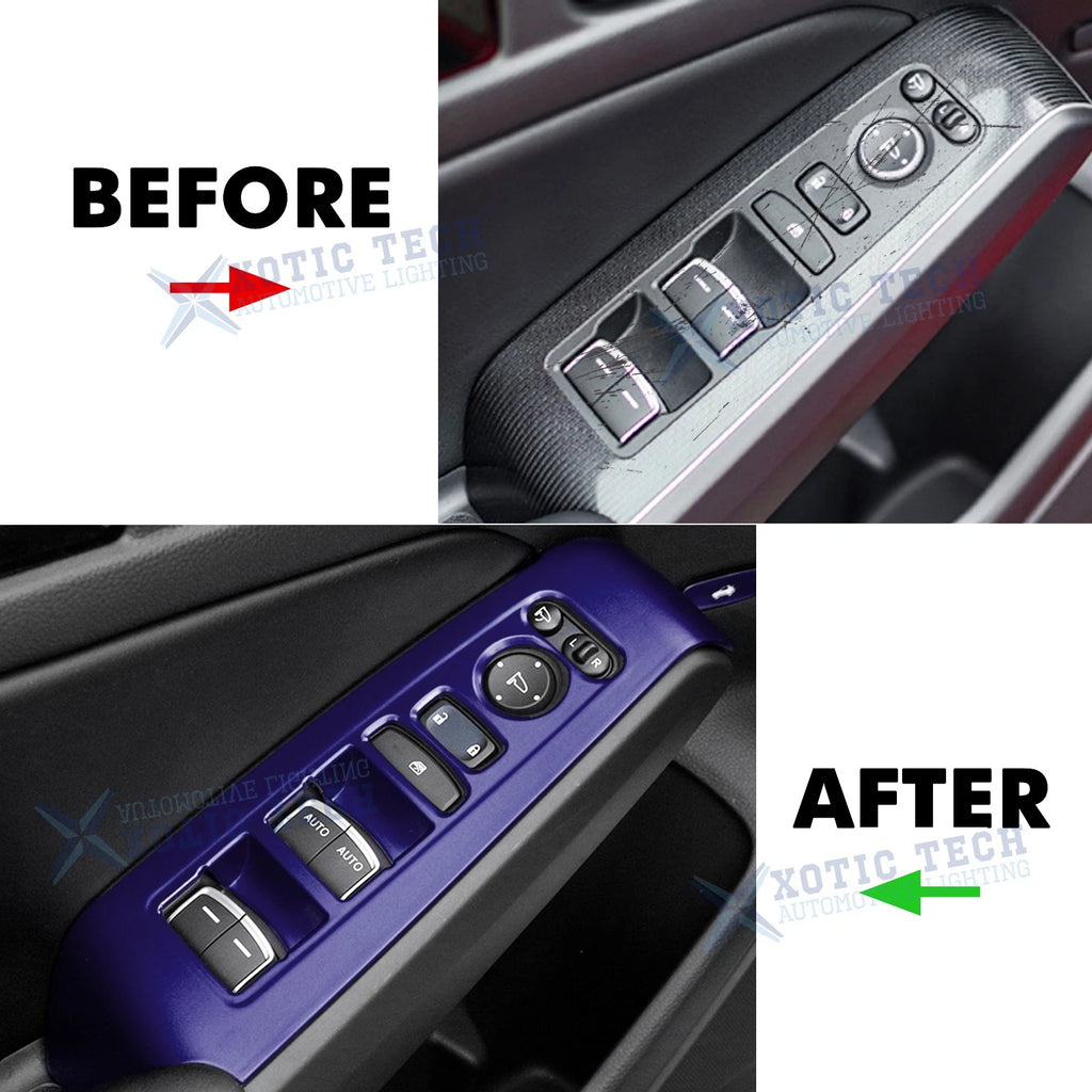 4Pcs Blue Interior Window Lift Button Cover Trim for Honda Civic (2022-2025)