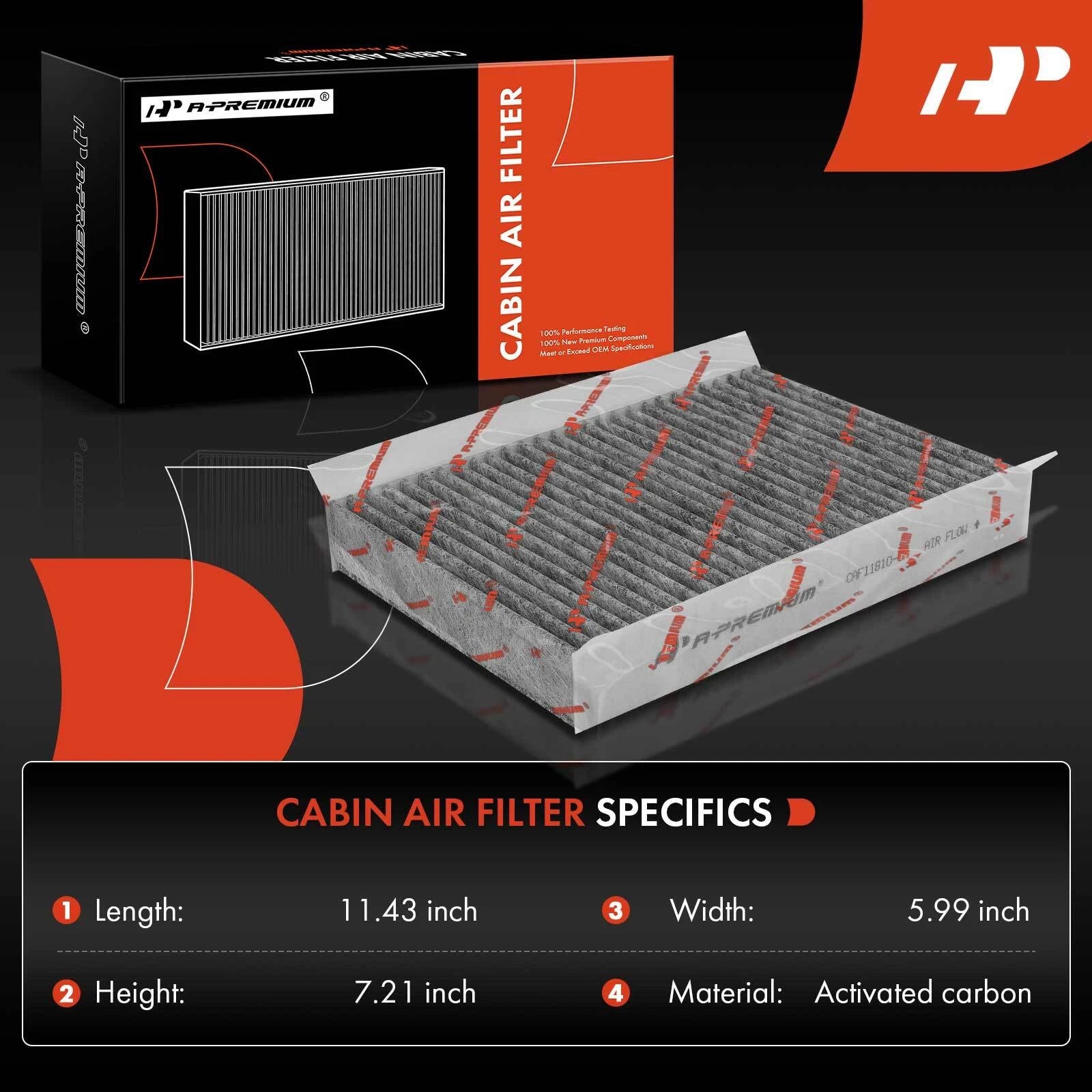 2X Activated Carbon Cabin Air Filter for Jeep Compass Renegade (2017–2022)