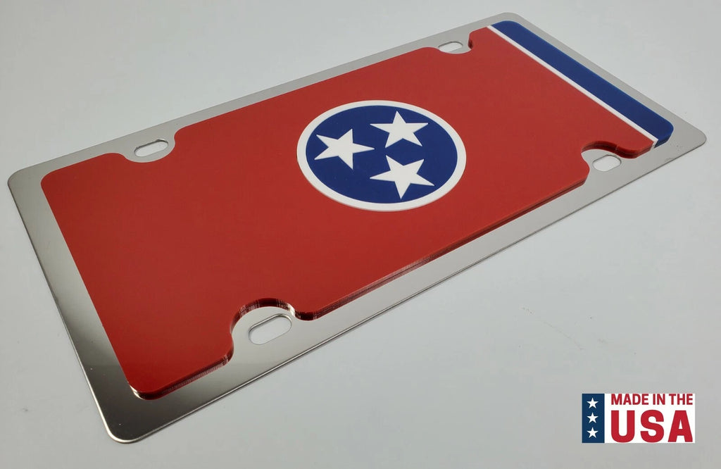 Tennessee State Flag Metal Vanity License Plate Tag 3D Stainless Steel