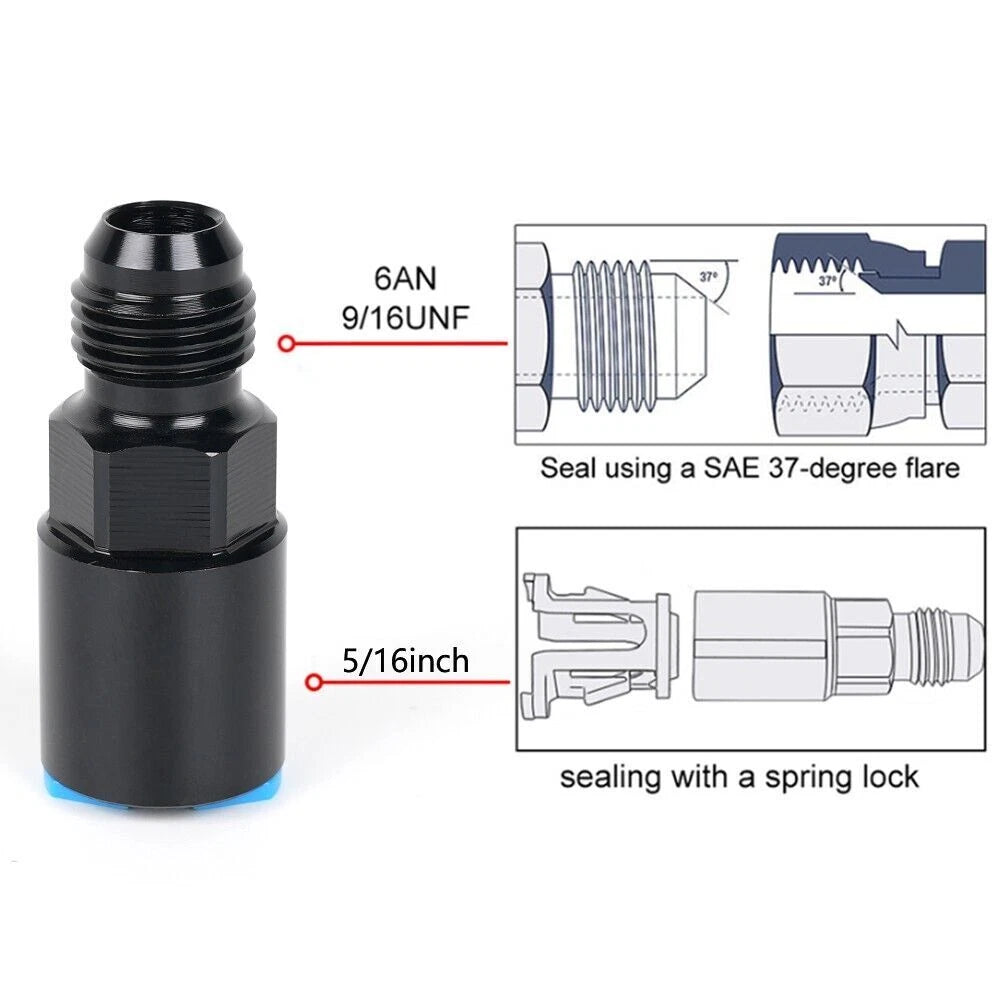6AN AN6 Fuel Adapter Fitting to 5/16" Quick Connect for LS (W/ Clip)