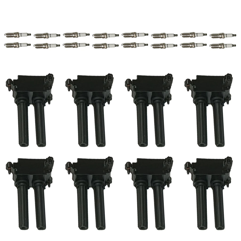 Set of 8 Ignition Coils & 16 Iridium Spark Plugs for Jeep Dodge Ram V8 (2002–2021)