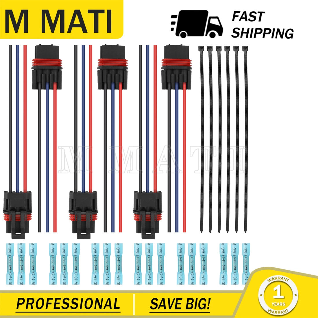 6PCS Pulse Power Bus Bar Plug Pigtail Connector for Polaris Ranger Crew XP 1000 (2015–2023)