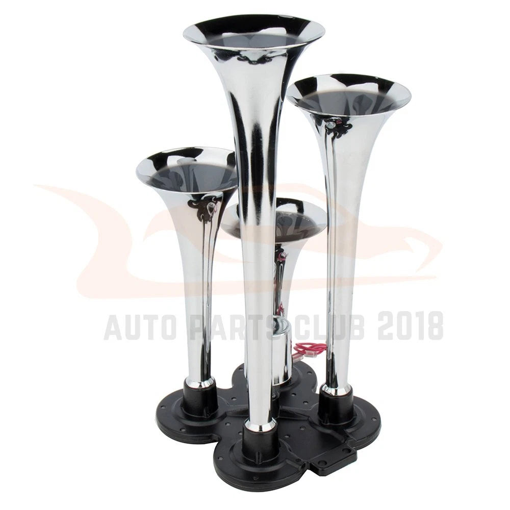 4 Trumpet Air Horn Kit for Car Truck with 12V Compressor Tank Gauge