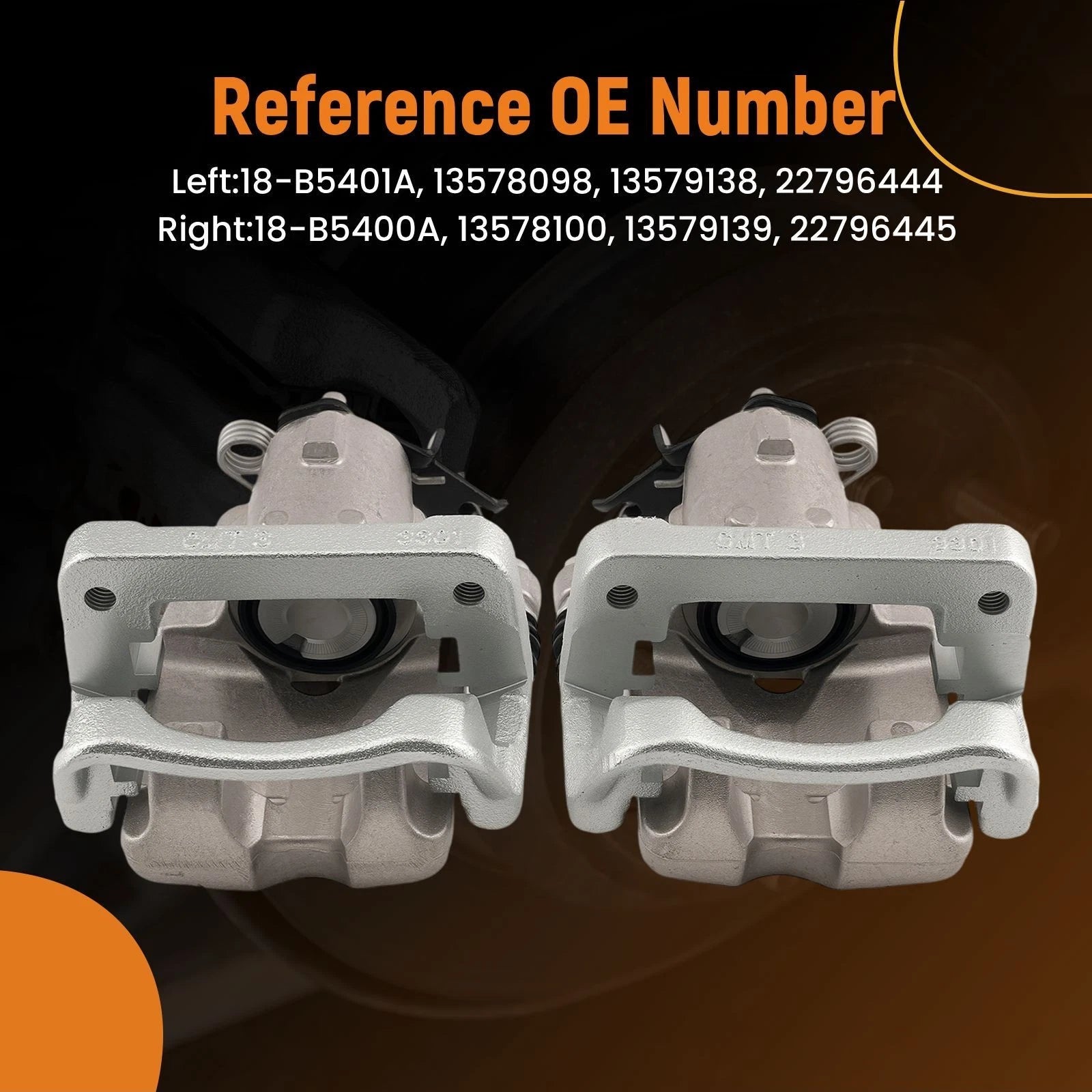 Set of 2 Rear Disc Brake Calipers for Cadillac XTS (2013–2019) with Bracket
