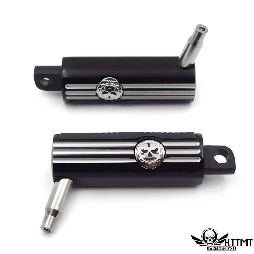 Black Gear Skull 3" Footpeg Mount Kit for 1.25" Engine Guard Crash Bar