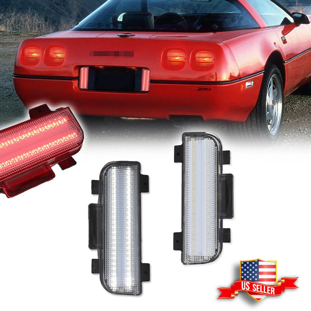 2X Clear White LED Rear Tailgate Reverse Lights for Corvette C4 (1984–1990)