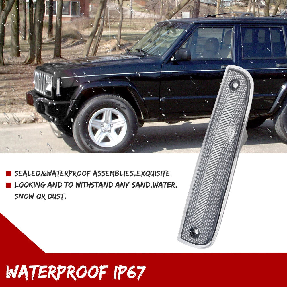 2X Clear Front Side Corner Parking Marker Light Housings for Jeep Cherokee (1997–2001)