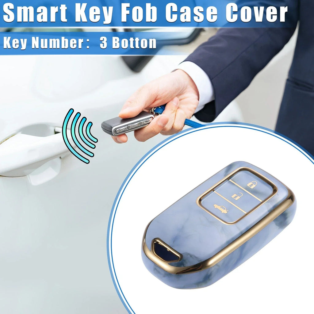 3 x Button TPU Key Fob Cover Case for Honda CR-V, Civic (2014-2016) Blue