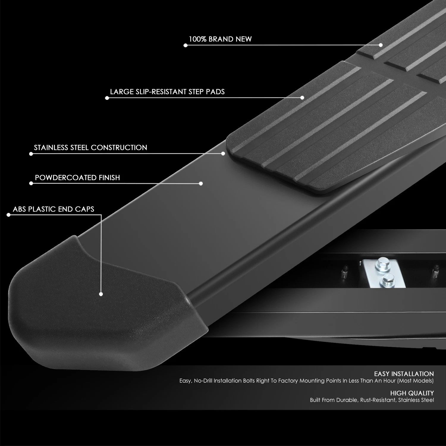 Set of 2 Running Boards for Toyota Tundra CrewMax (2022–2023) Black