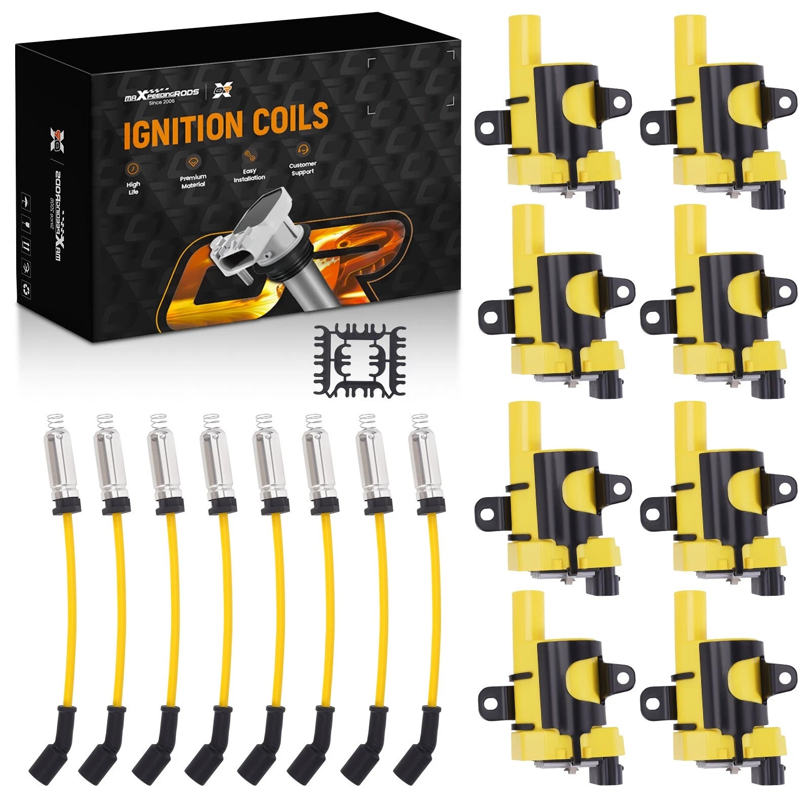 Round Ignition Coil & Wires Set for Chevrolet Silverado GMC Sierra V8 (1999–2007)