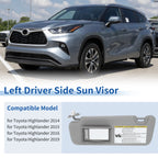 Left Side Sun Visor for Toyota Highlander (2014–2016, 2019) No. 743200E074B0 Gray