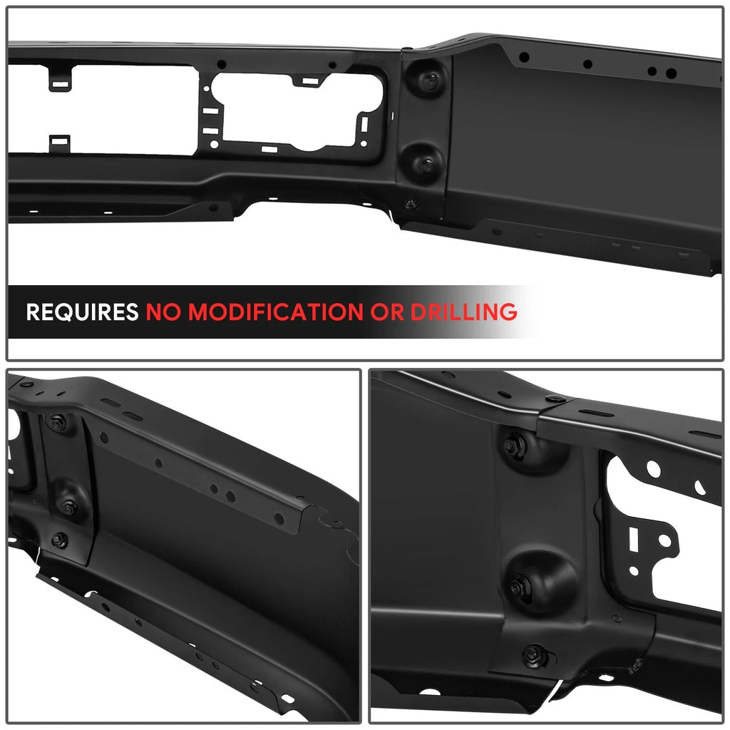 3-Piece Front Bumper Face Bar for Ford F-150 (2018–2020) Black w/o Fog Light Holes
