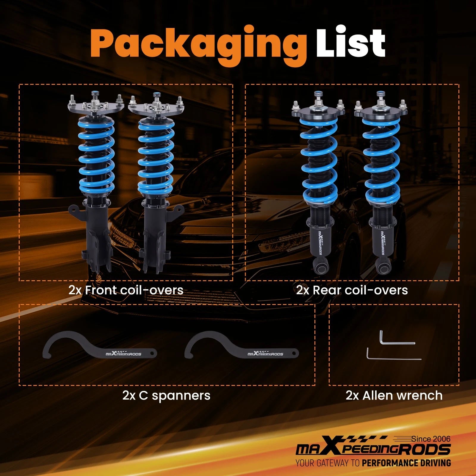 Coilovers Kit for Mitsubishi Eclipse (2000–2005) Adj Damper Shocks Absorber