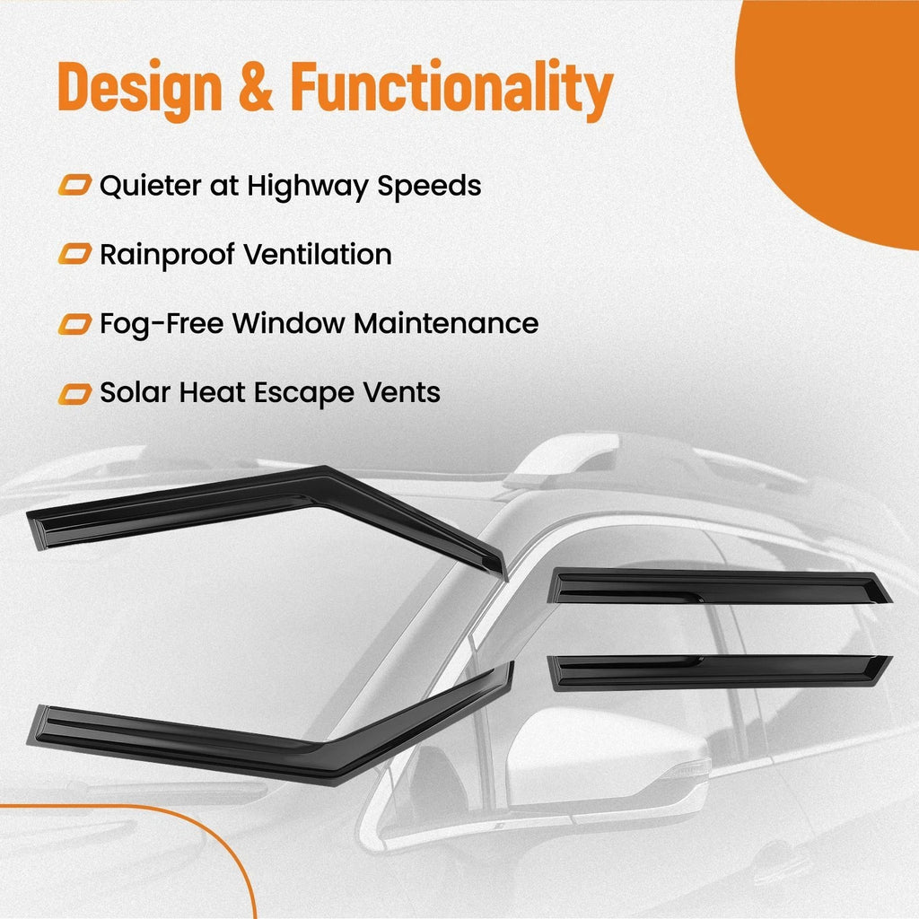 Set of 4 Window Visor Rain Guards for KIA Soul (2020–2024) Outside Mount Black
