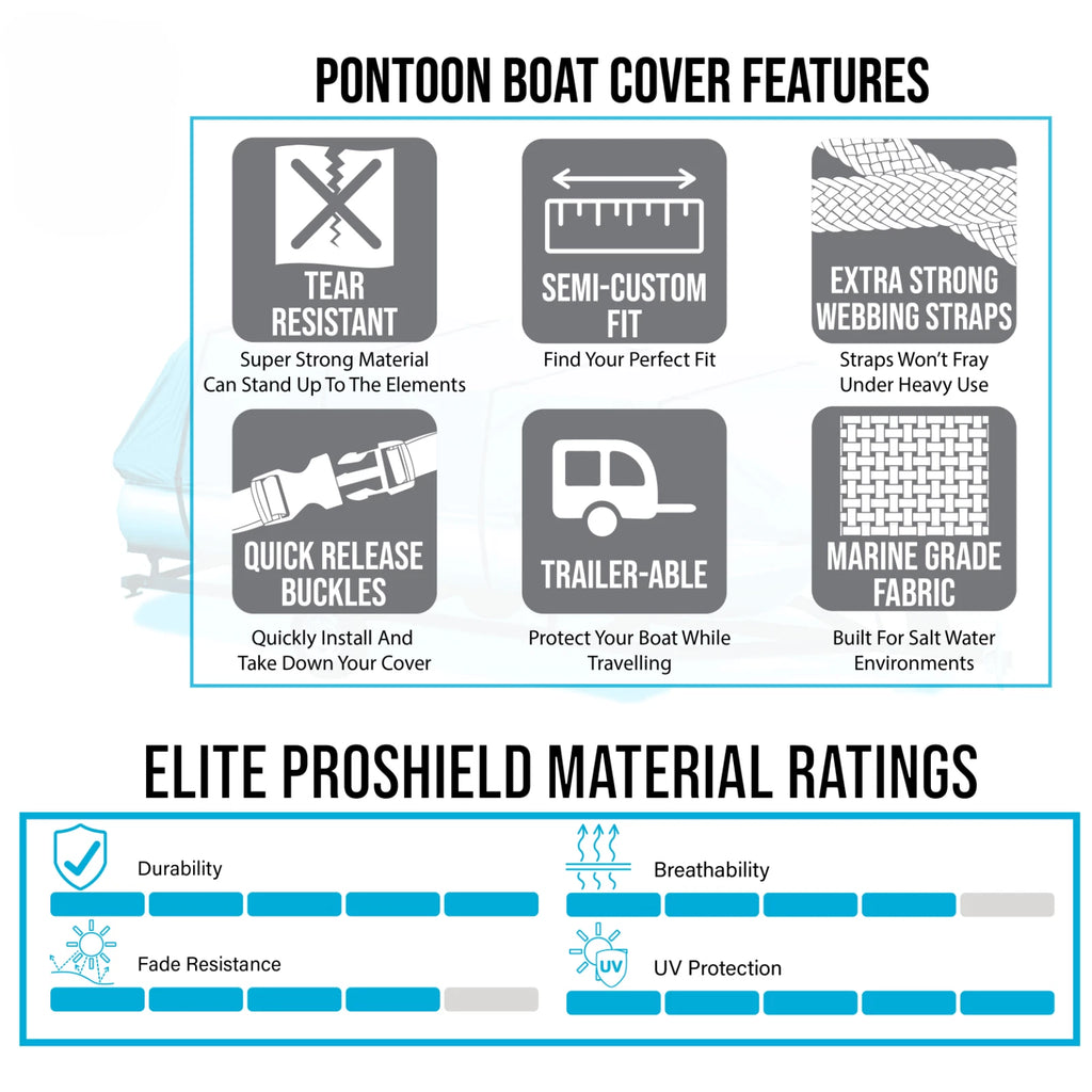 Canvas Trailerable Boat Storage Cover for Pontoon 17'–20' L