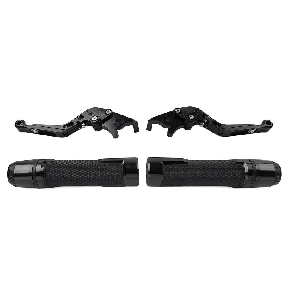 Black Extendable Brake Clutch Levers Grip Set for Kawasaki Z650 Z900 (2017-2023)