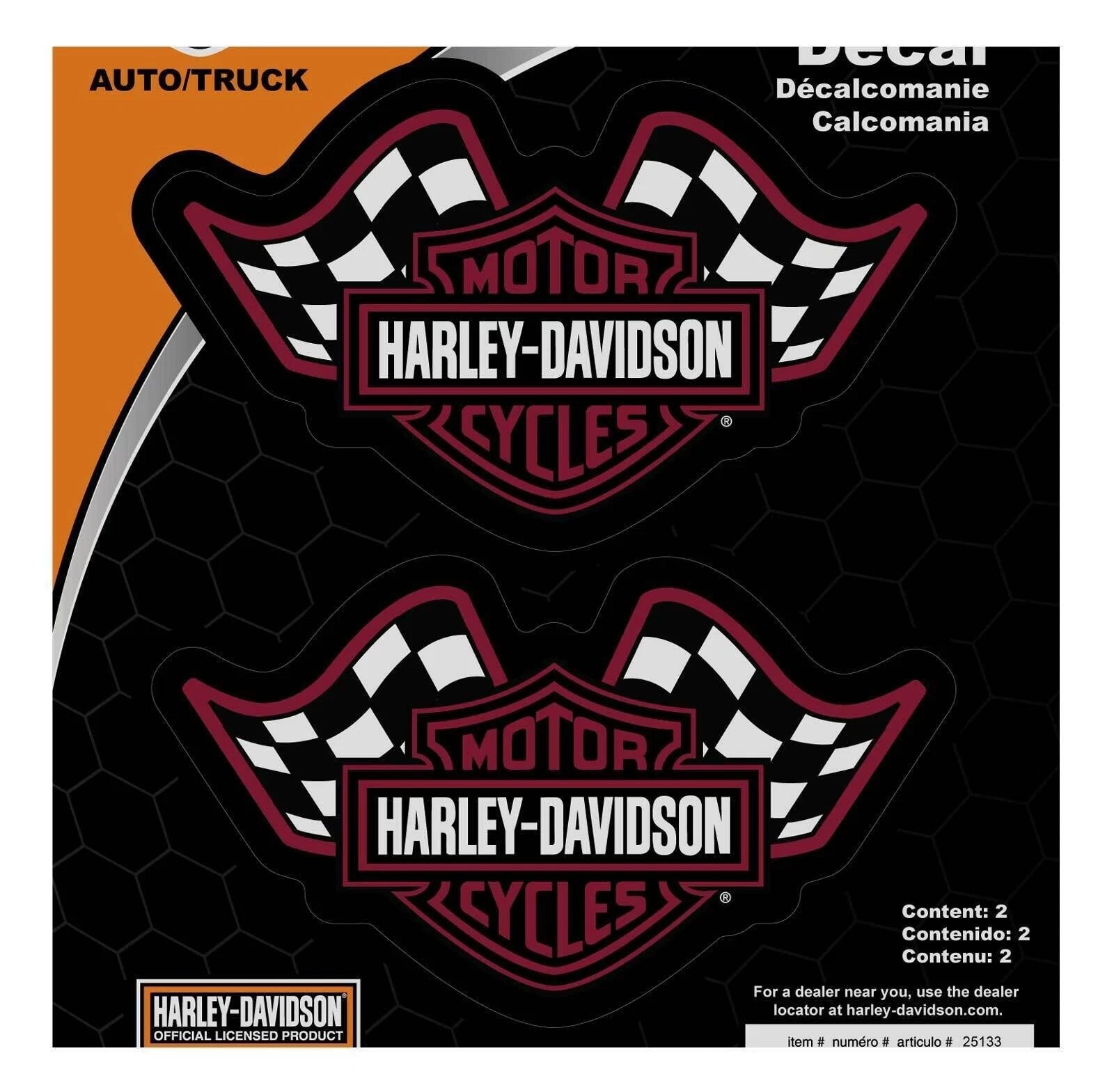Set of 2 Harley-Davidson Bar & Shield Logo Racing Flag Decals 25133