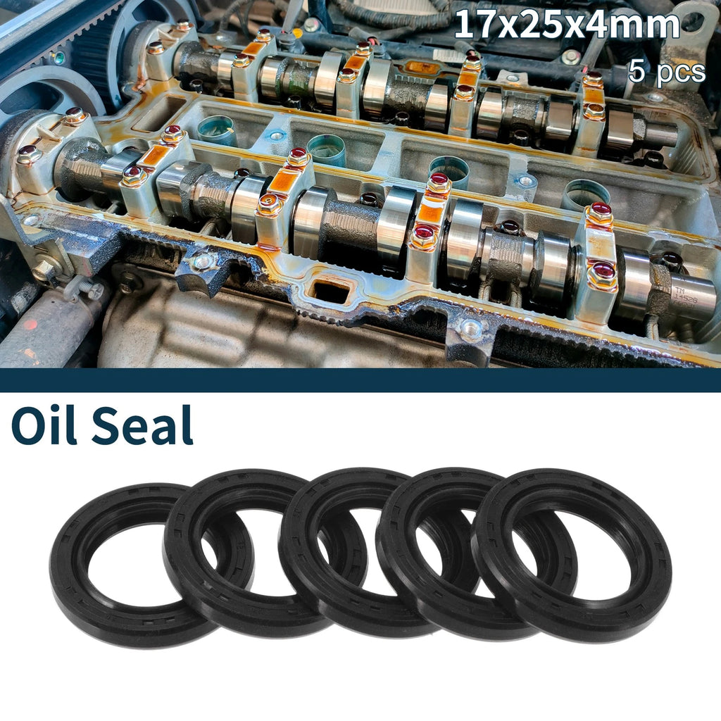 Set of 5 Oil Seal Rotary Shaft Seal NBR Rubber 17x25x4mm