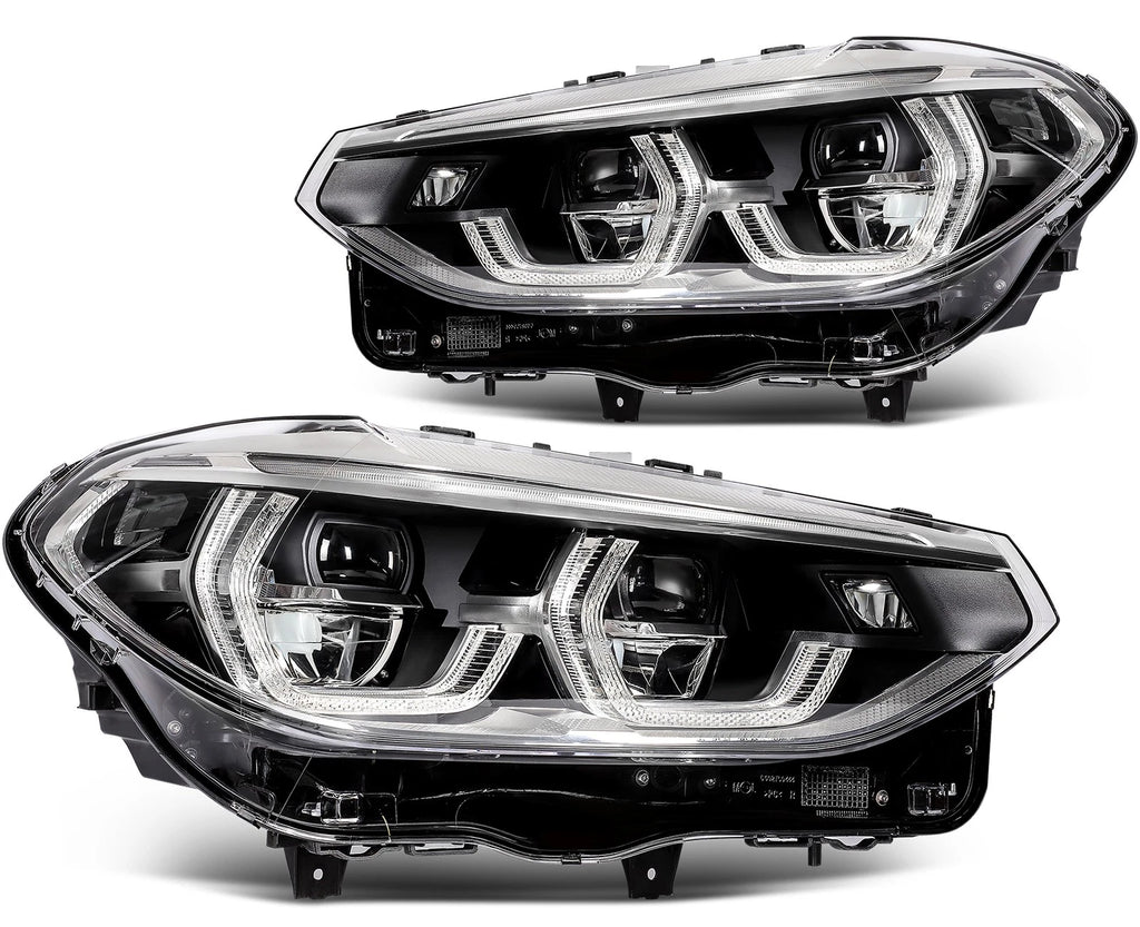 LED Headlights Assembly Pair for BMW X3 X4 (2018–2021) Black Projector