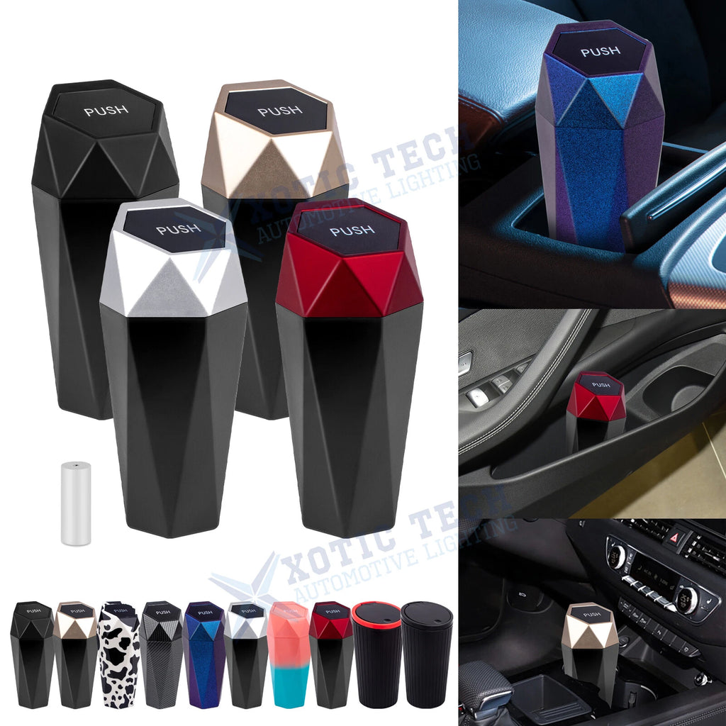 Car Cup Holder Trash Can with Lid for Universal Fit Mini Dustbin (—)
