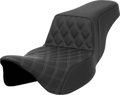 SADDLEMEN Step-Up Seat for Harley Davidson (2014–2023) - Extended Reach, Gray Stitch