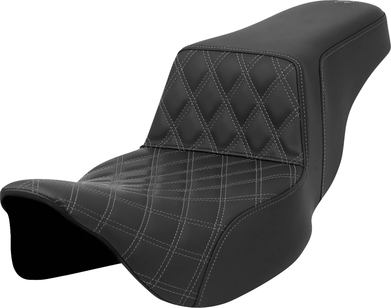 SADDLEMEN Step-Up Seat for Harley Davidson (2014–2023) - Extended Reach, Gray Stitch