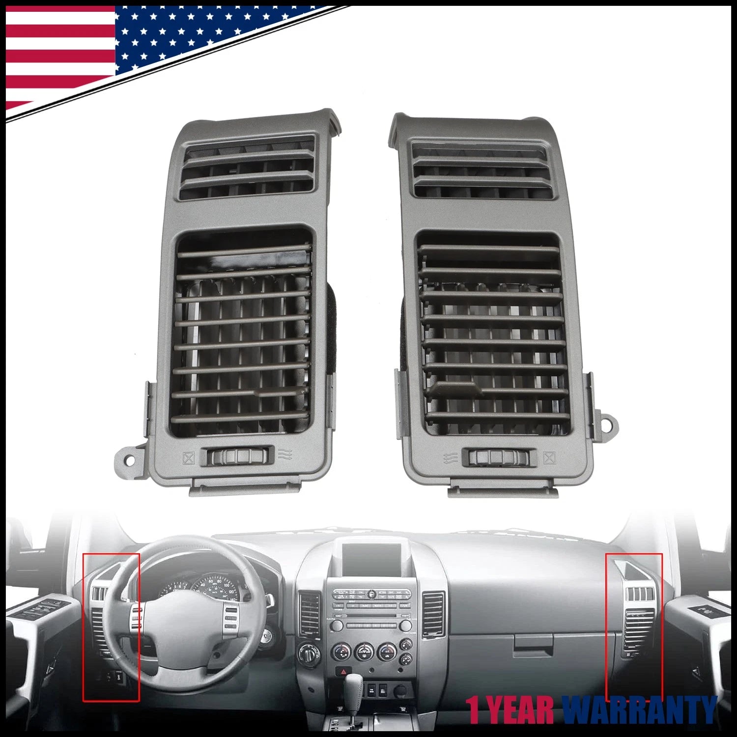 A/C Dash Air Vent Cover Trim for Nissan Titan Armada (2004–2006) LH RH