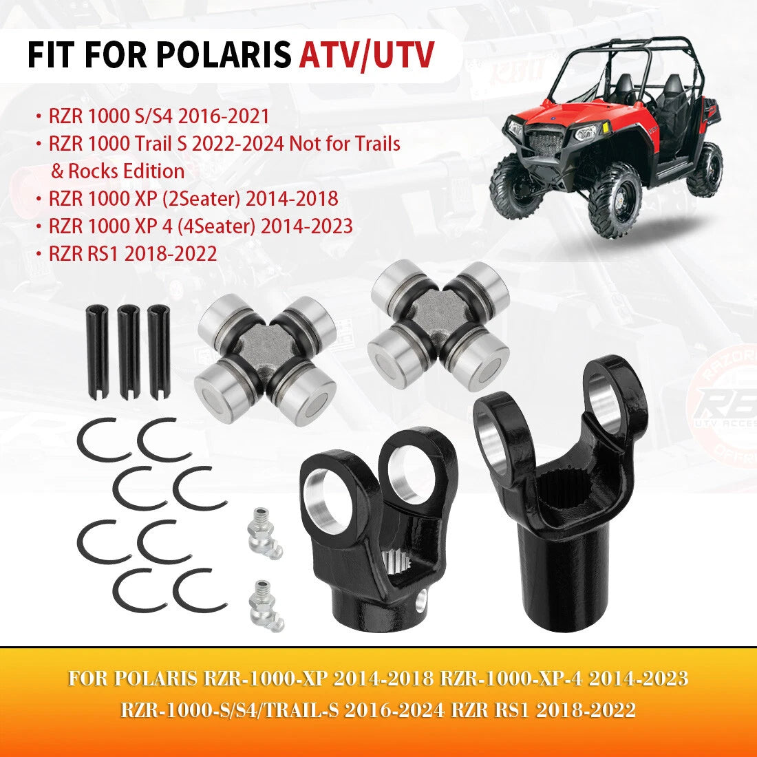 Front Prop Shaft Yoke & U-Joint Set for Polaris RZR XP 1000 (2014–2020)