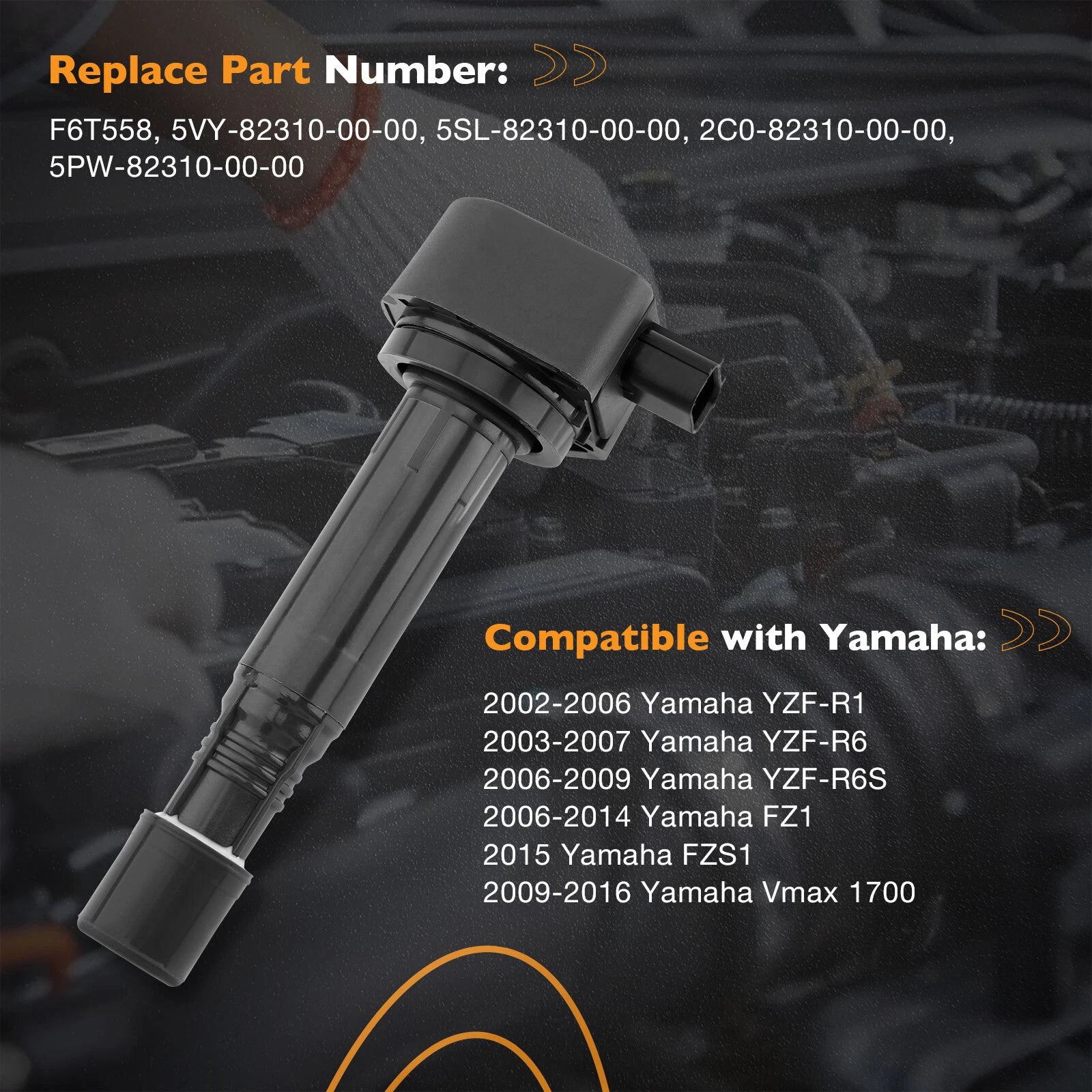 4X Ignition Coil Pack for Yamaha YZF R6 R6S R1 FZ1 FZ1S (2002–2016) 5PW-82310-00-00