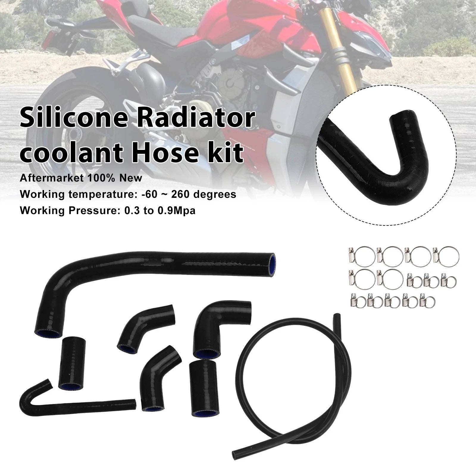 Silicone Radiator Coolant Hose for Ducati Streetfighter V4 V4S (2020–2025)