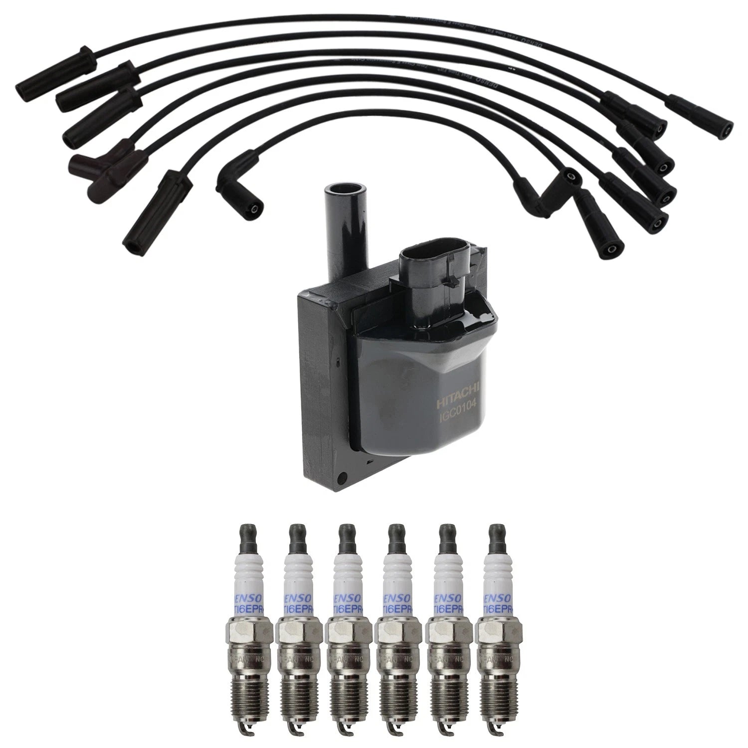 Set of 6 Hitachi Ignition Coils & Denso Iridium Spark Plugs for Sierra 1500