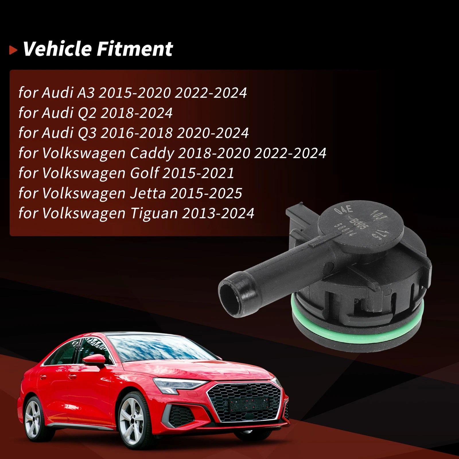 Crankcase Breather Hose Check Vent Valve for Audi A3 Q3 VW Golf (2013–2020) No. 04E103175