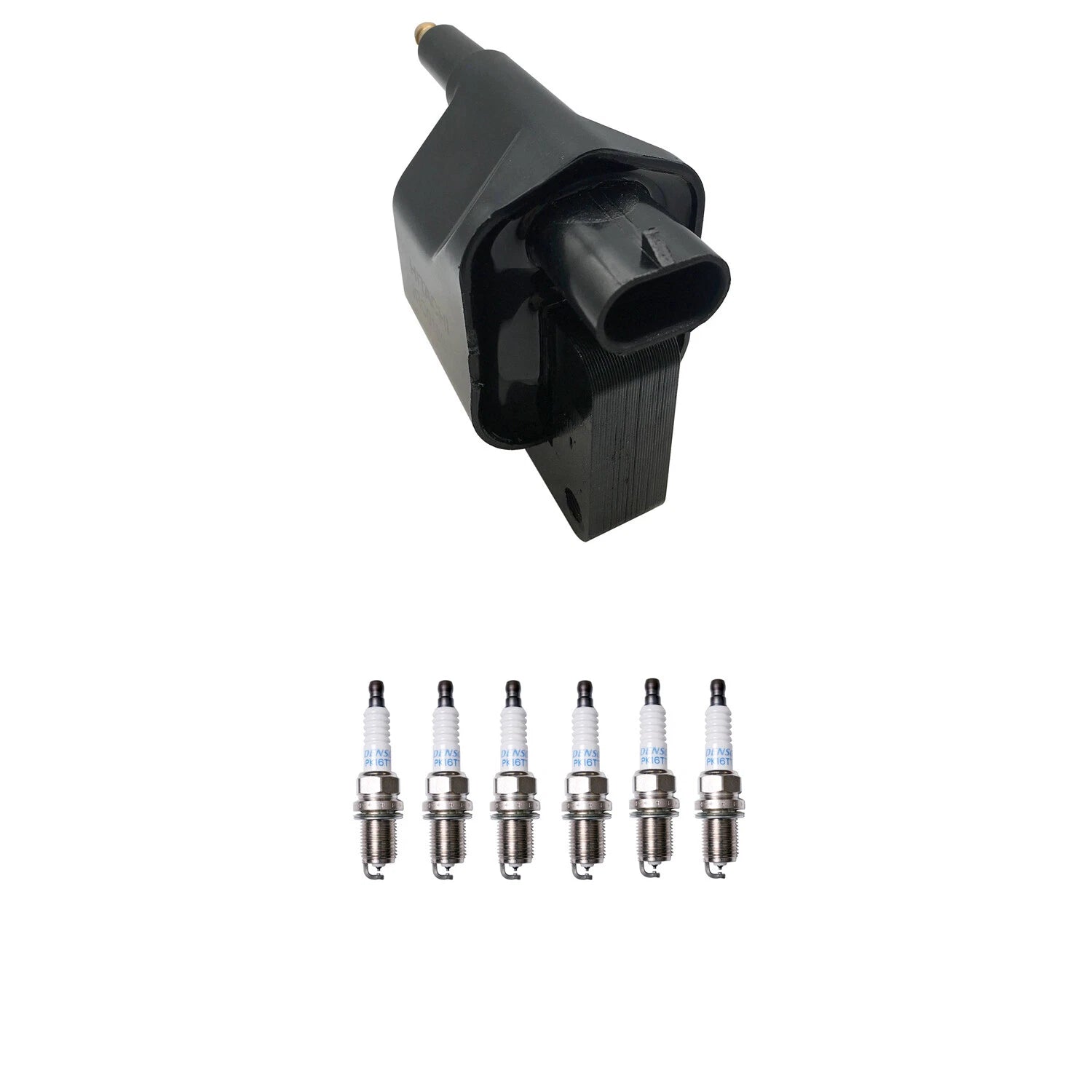 Set of 6 Hitachi Ignition Coils & Denso Platinum Spark Plugs for Ram 1500 (1994–2001)